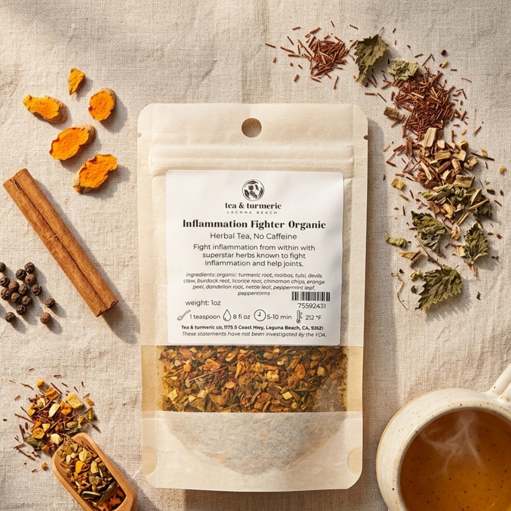 Inflammation Fighter Organic herbal tea by Tea & Turmeric, Laguna Beach