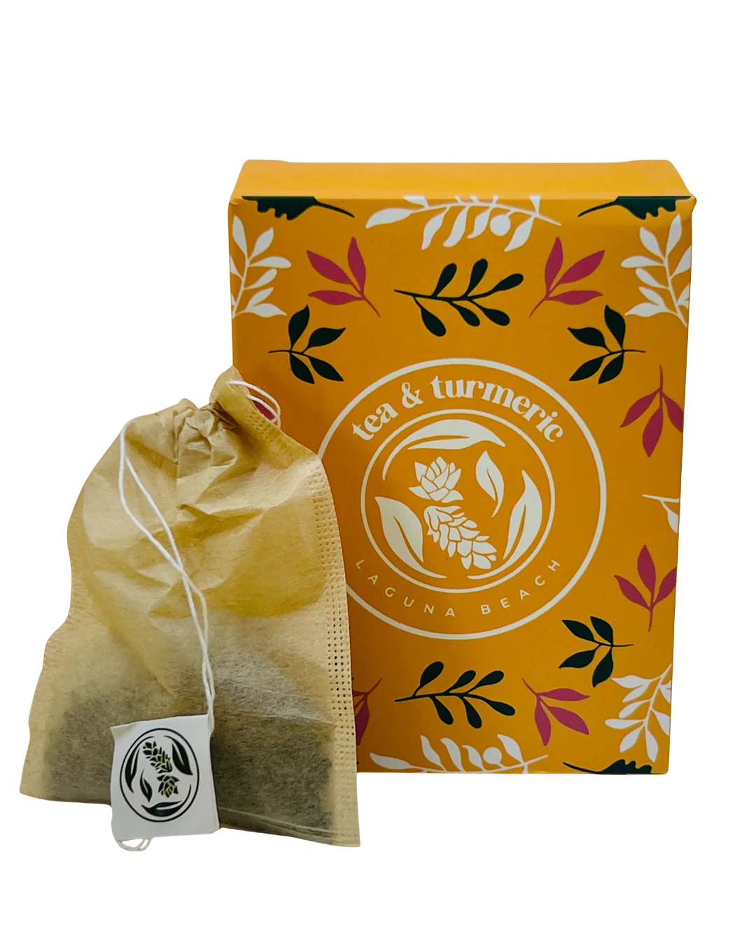 Tea & Turmeric plastic-free unbleached tea bag and gift box — microplastic-free loose leaf tea bags from Laguna Beach Orange County